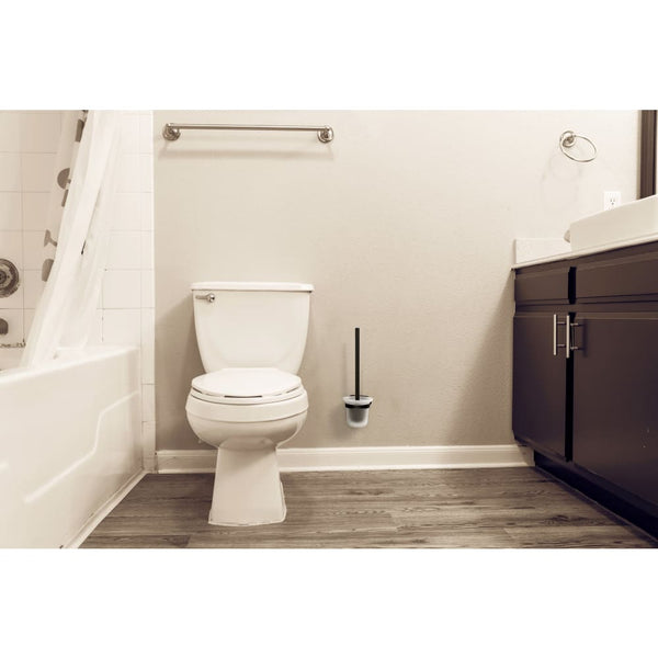 Toilettenbürstenhalter aus Edelstahl zum Kleben in Schwarz - Ambrosya