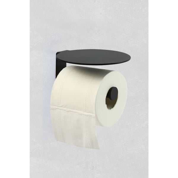 Toilettenpapierhalter mit Ablage aus Edelstahl in Schwarz - Ambrosya